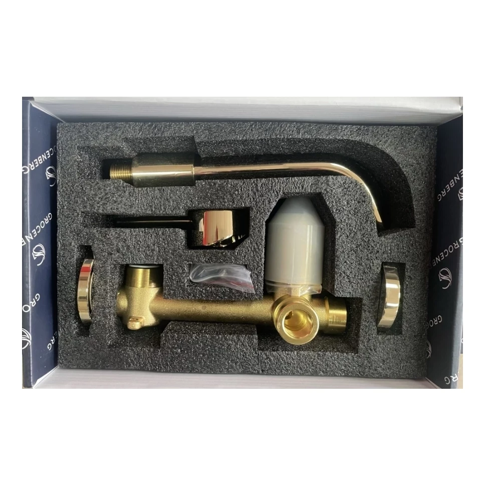 Смеситель встраиваемый для раковины Grocenberg GB511, золото глянец