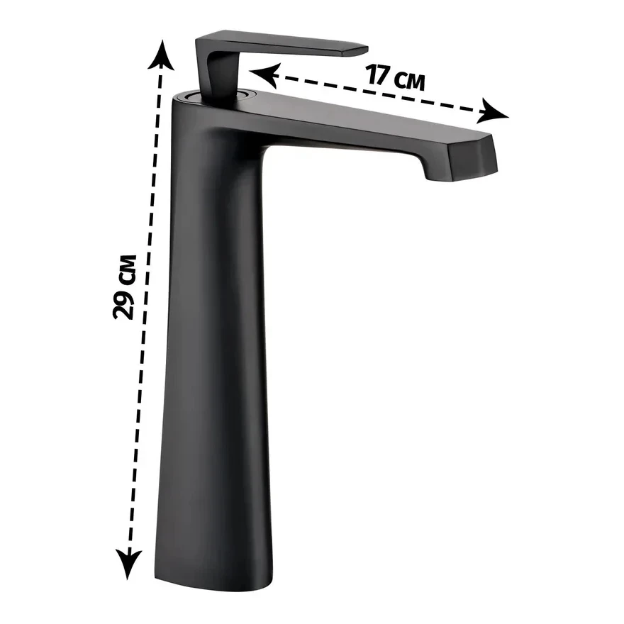 Смеситель для раковины высокий Grocenberg GB3025, черный матовый