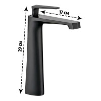 Смеситель для раковины высокий Grocenberg GB3025, черный матовый