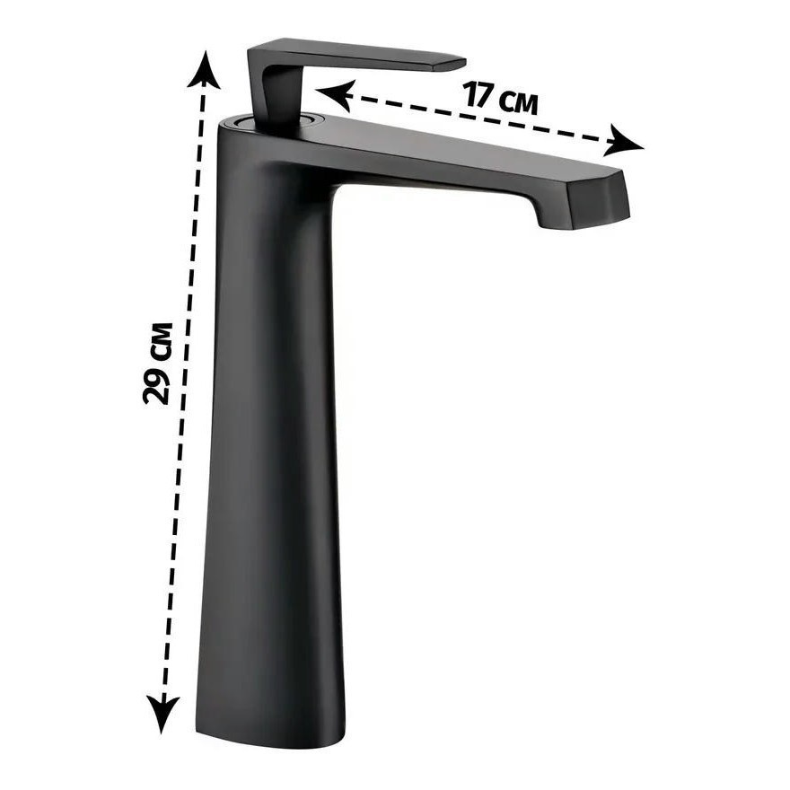 Смеситель для раковины высокий Grocenberg GB3025, черный матовый