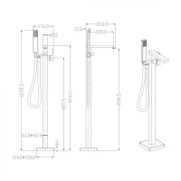 Смеситель напольный для ванны Grocenberg GB800, матовое золото