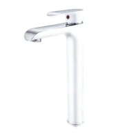 Смеситель для раковины высокий Grocenberg GB3010, белый/хром