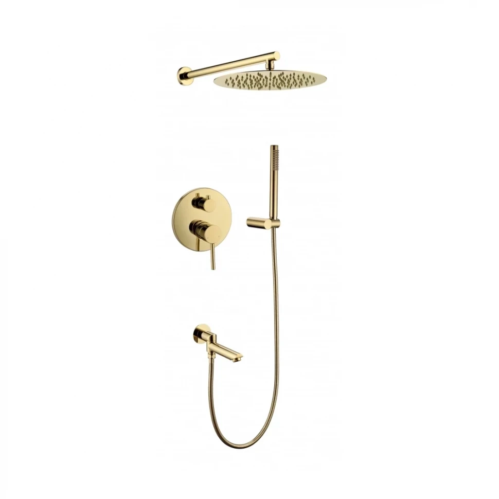 Душевая система скрытого монтажа Grocenberg GB5099GO-1, золото глянец