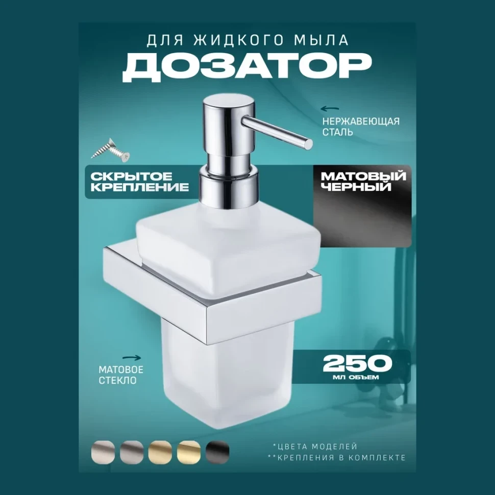 Настенный дозатор для жидкого мыла Grocenberg AC0028, черный матовый Настенный дозатор для жидкого мыла Grocenberg AC0028, черный матовый