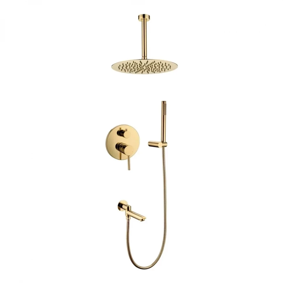 Душевая система скрытого монтажа Grocenberg GB5099GO-2, золото глянец