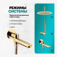 Душевая система скрытого монтажа Grocenberg GB5099GO-2, золото глянец