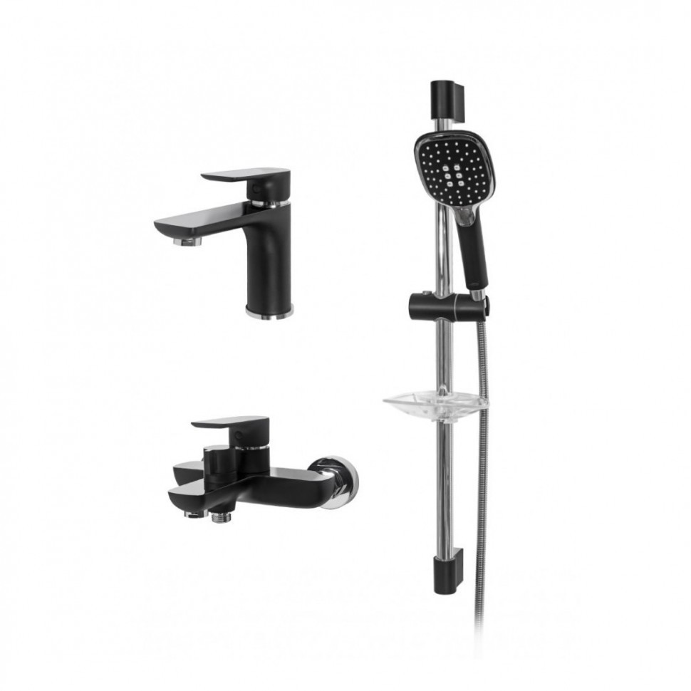 Набор для ванны 3 в 1 Hansberge H7099, черный хром