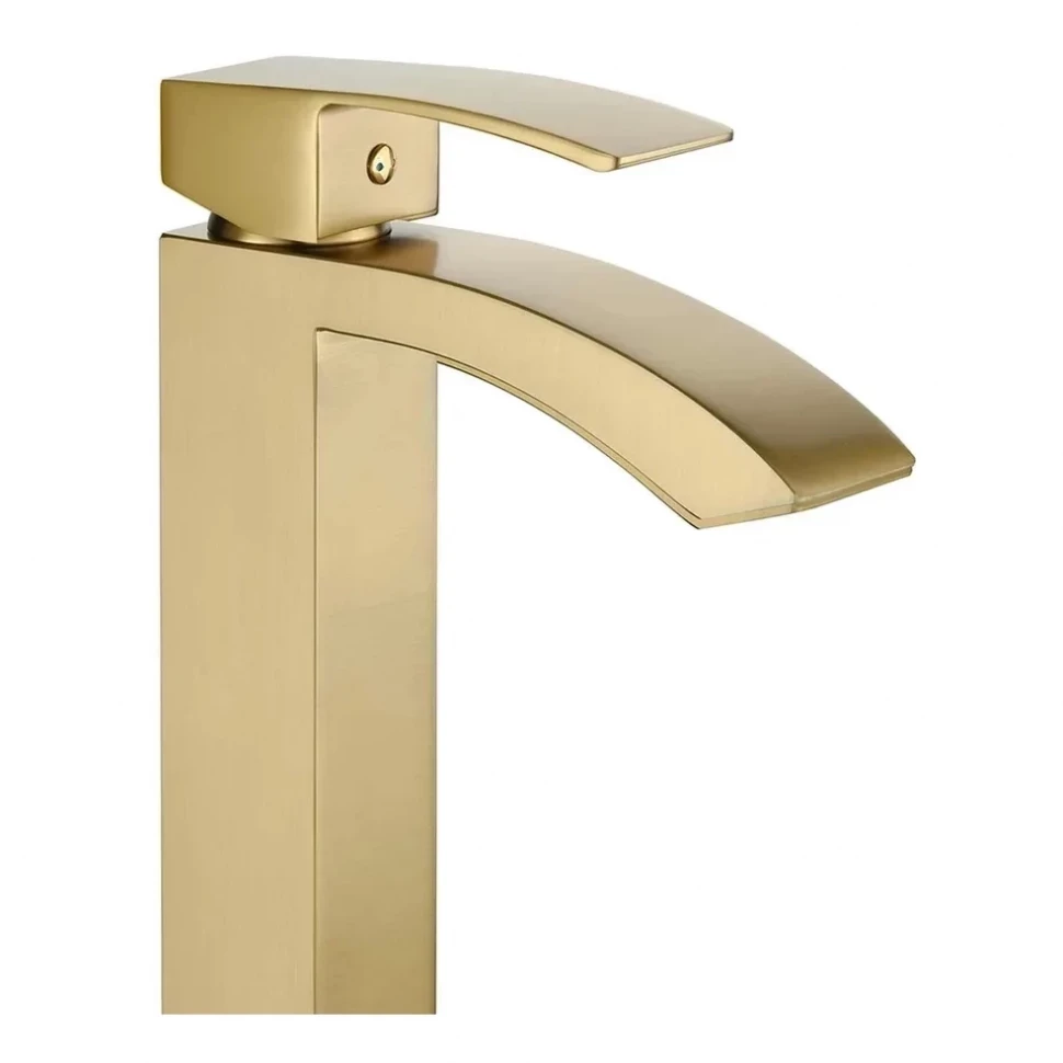 Смеситель для раковины высокий Grocenberg GB3007, матовое золото