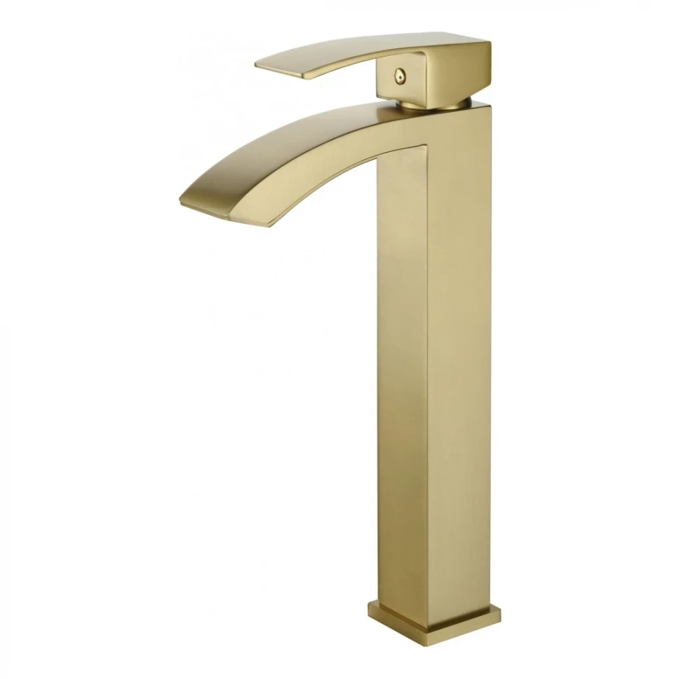 Смеситель для раковины высокий Grocenberg GB3007, матовое золото