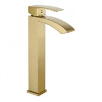 Смеситель для раковины высокий Grocenberg GB3007, матовое золото