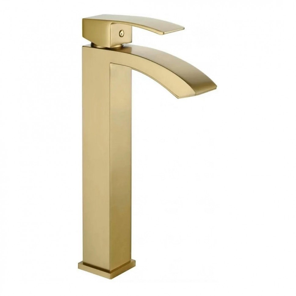 Смеситель для раковины высокий Grocenberg GB3007, матовое золото