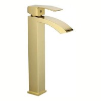 Смеситель для раковины высокий Grocenberg GB3007, матовое золото