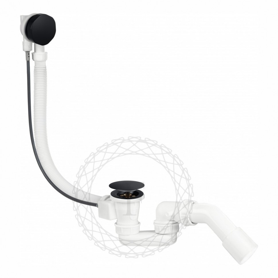 Сифон для ванны полуавтоматический FILARETE FL80, черный матовый