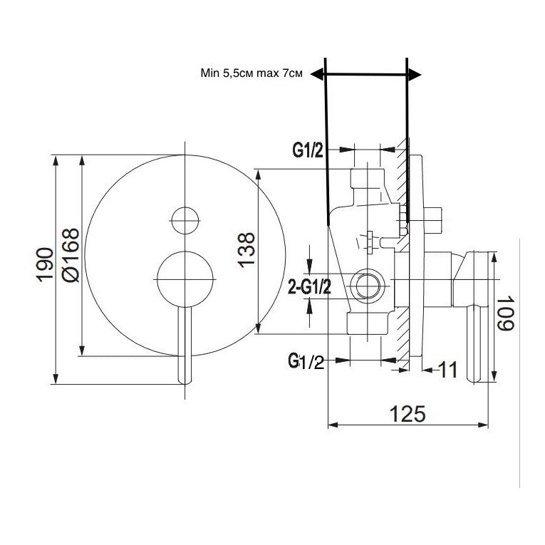 Душевая система скрытого монтажа Grocenberg GB5001, графит