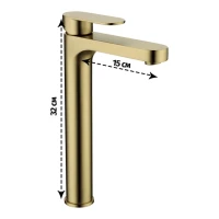 Смеситель для раковины высокий Grocenberg GB3011, матовое золото