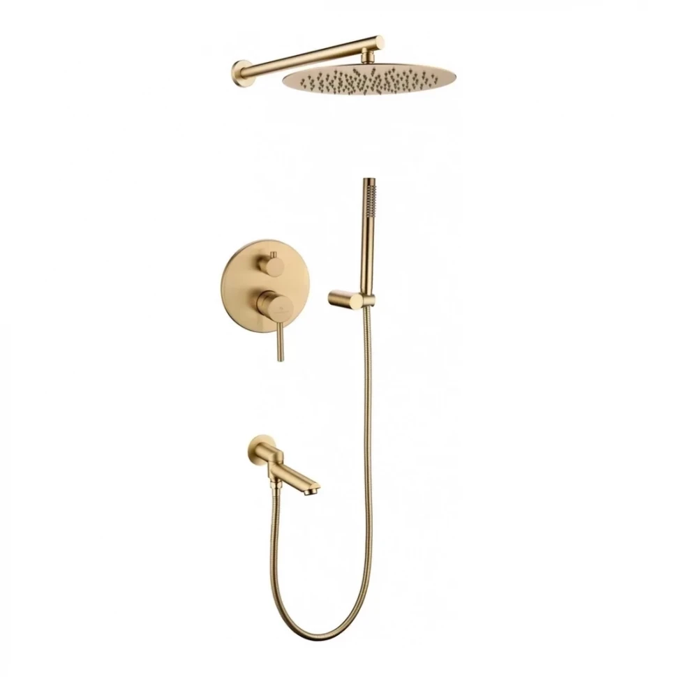 Душевая система скрытого монтажа Grocenberg GB5099MG-1, матовое золото