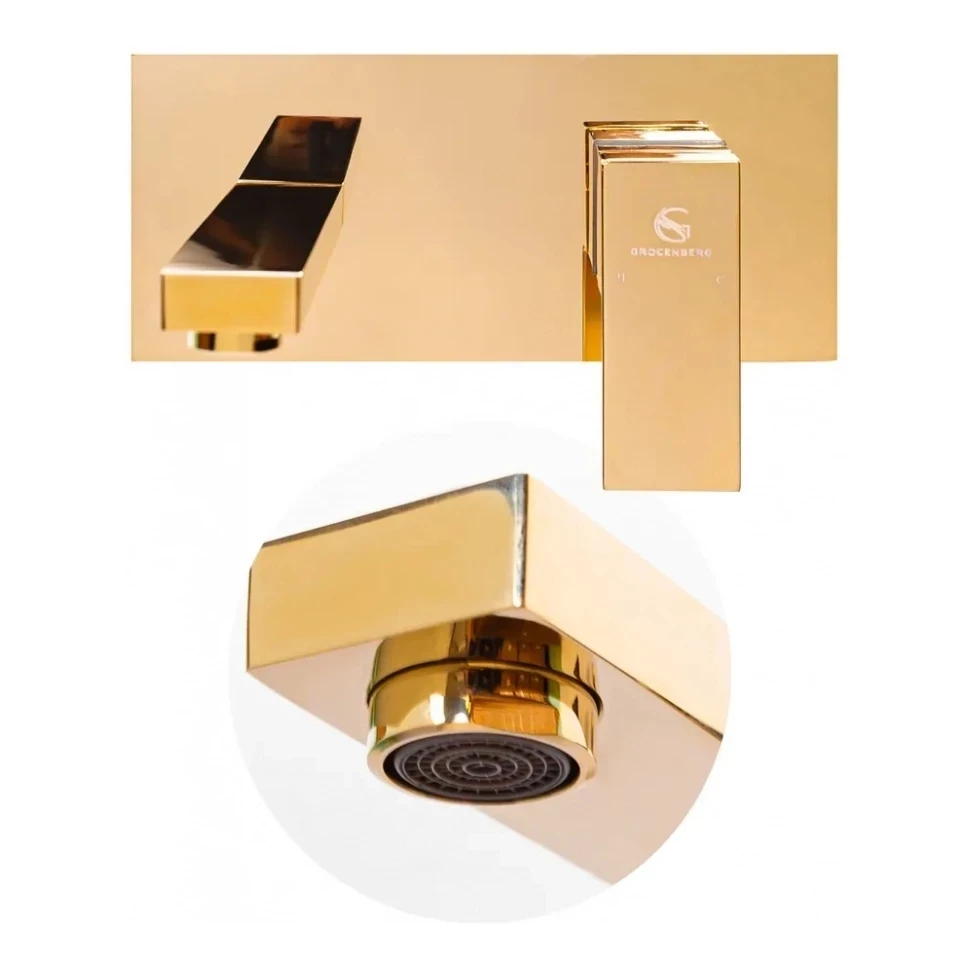 Смеситель встраиваемый для раковины Grocenberg GB588, золото глянец