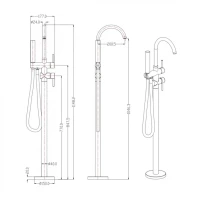 Смеситель напольный для ванны Grocenberg GB900, никель