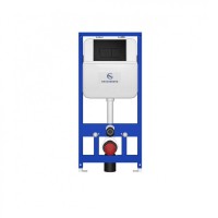 Инсталляция для унитаза с кнопкой для смыва Grocenberg GS3050-KM3070BL, черный матовый