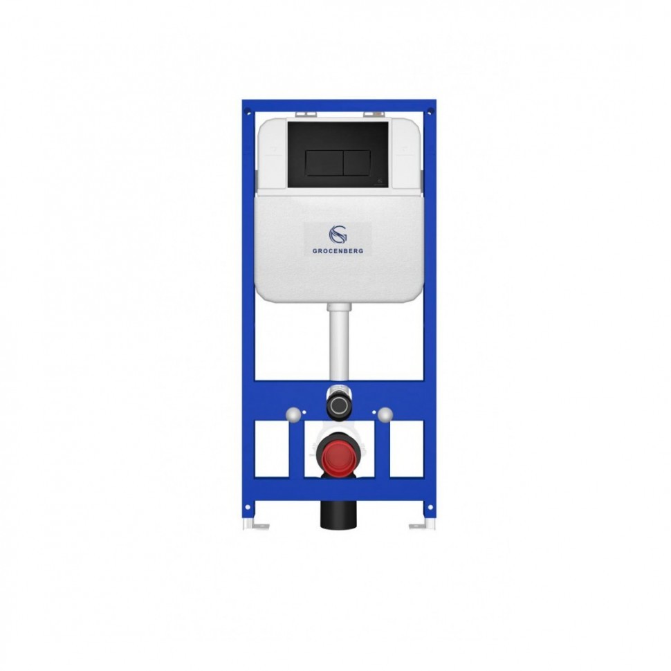 Инсталляция для унитаза с кнопкой для смыва Grocenberg GS3050-KM3070BL, черный матовый
