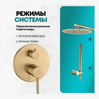 Душевая система скрытого монтажа Grocenberg GB5099MG-3, матовое золото
