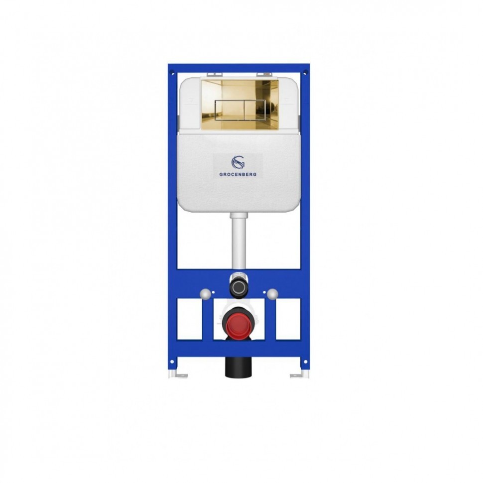 Инсталляция для унитаза с кнопкой для смыва Grocenberg GS3050-KM3070GO, золото глянец
