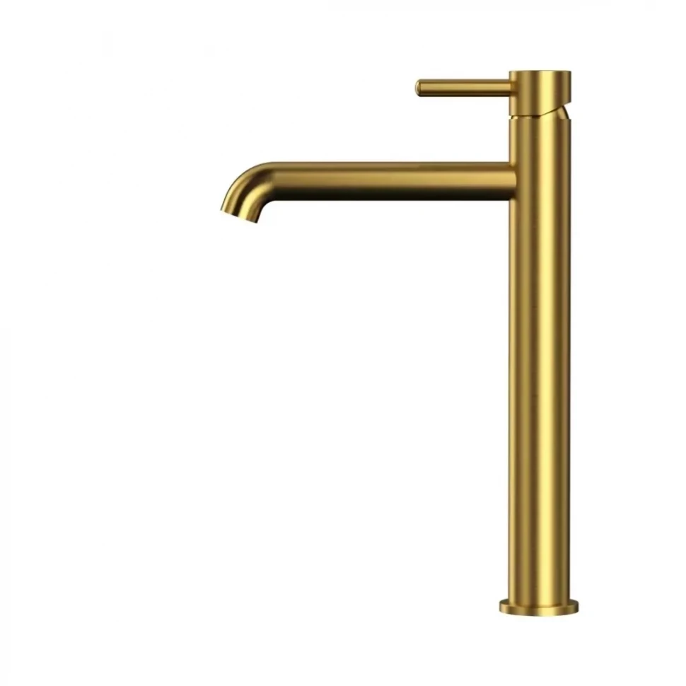 Смеситель для раковины высокий Grocenberg GB3029, золотой брашированный