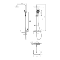 Душевая система с термостатом Grocenberg GB7005, графит