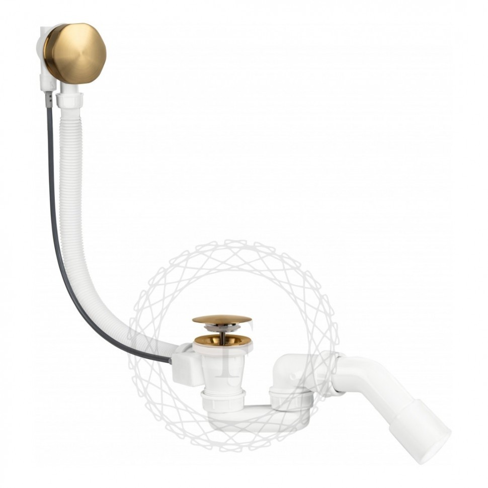 Сифон для ванны полуавтоматический FILARETE FL80, золотой брашированный