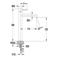 Смеситель для раковины высокий Grocenberg GB3029, матовое золото