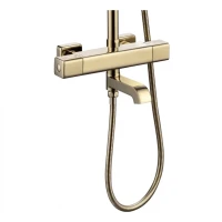 Душевая система с термостатом Grocenberg GB7005, матовое золото