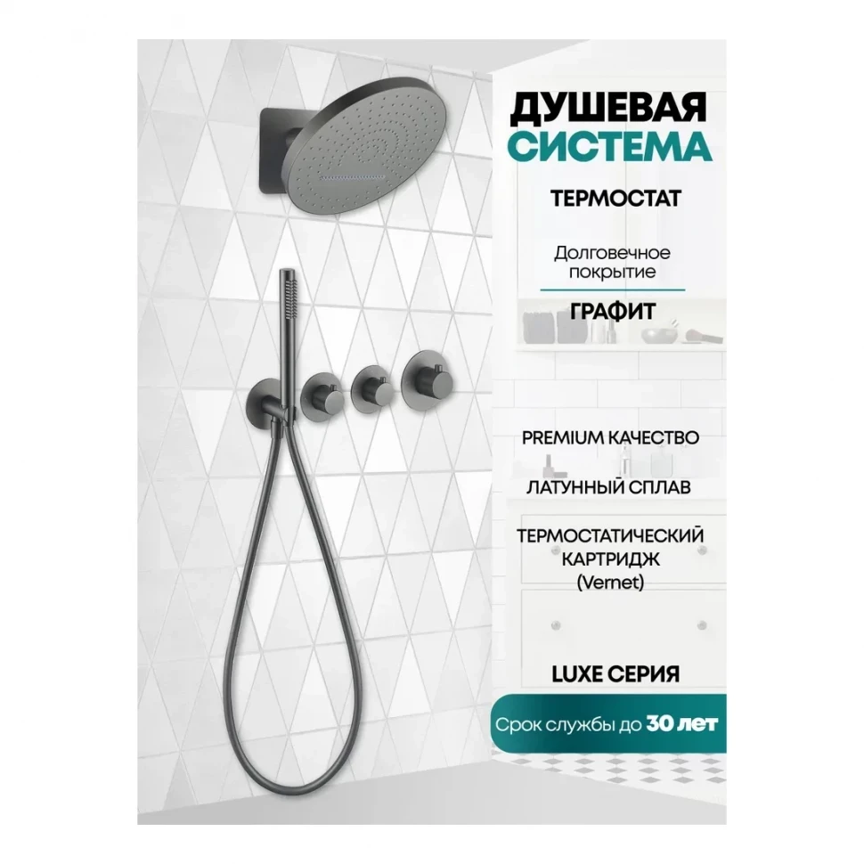 Душевая система скрытого монтажа Grocenberg GB5020, графит
