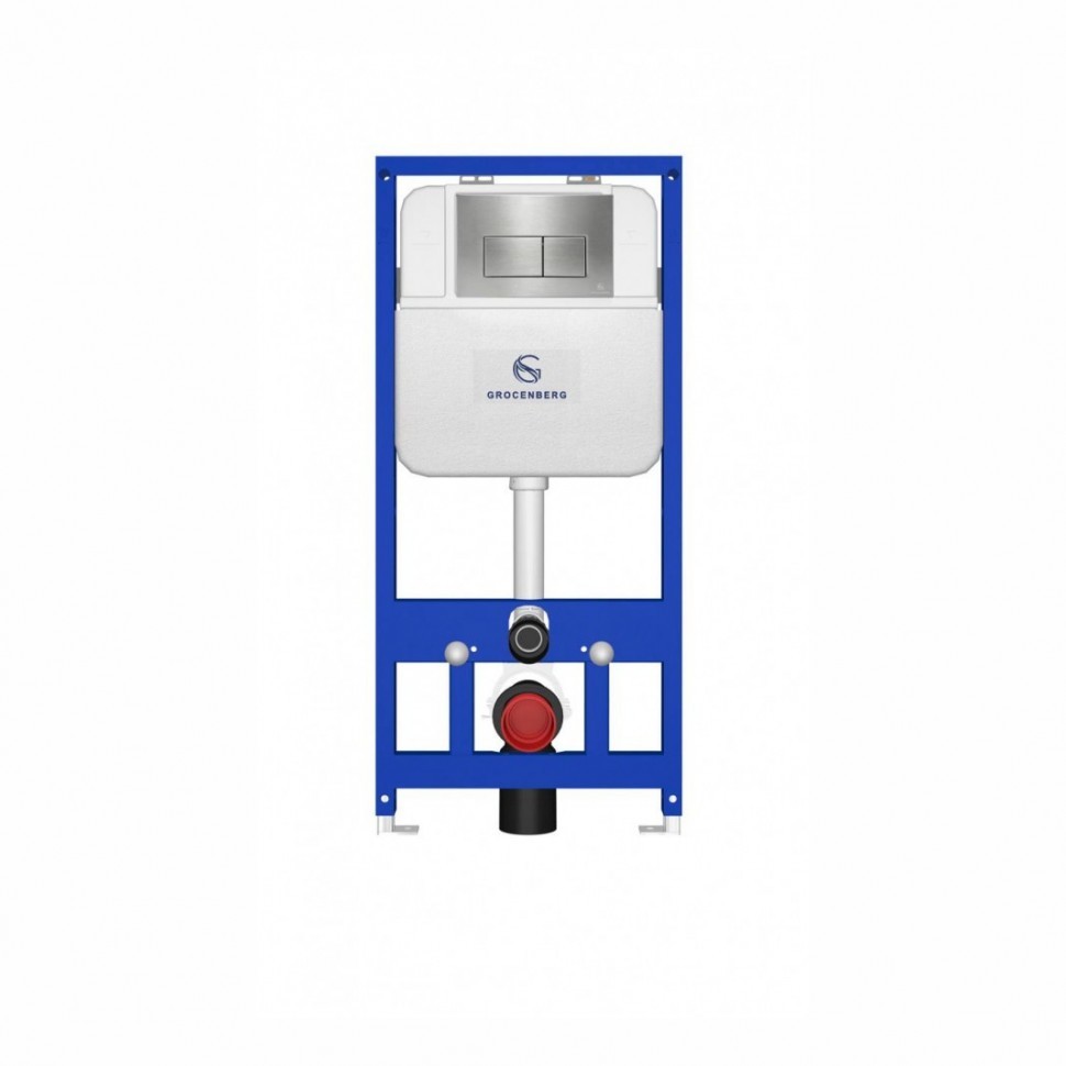 Инсталляция для унитаза с кнопкой для смыва Grocenberg GS3050-KM3070NK, никель