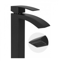 Смеситель для раковины высокий Hansberge H2077, черный матовый