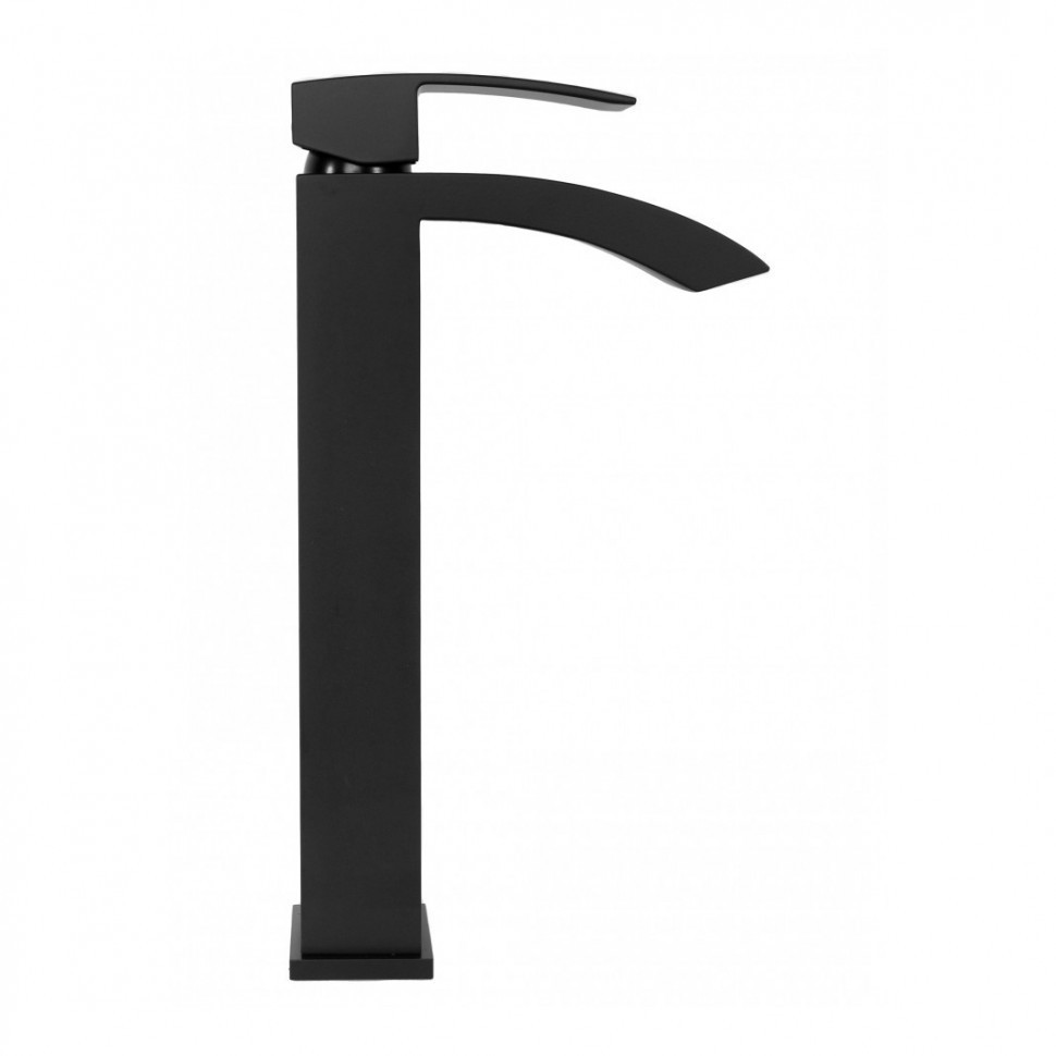 Смеситель для раковины высокий Hansberge H2077, черный матовый