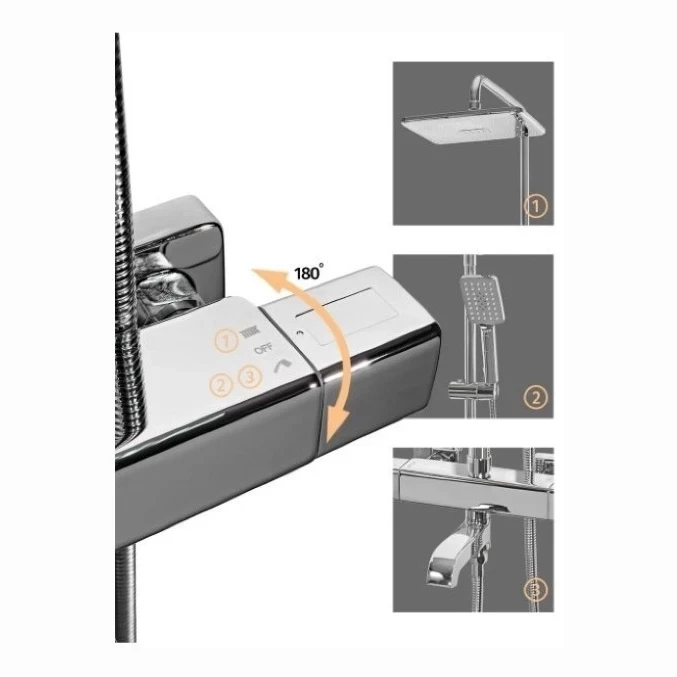 Душевая система с термостатом Grocenberg GB7005, хром