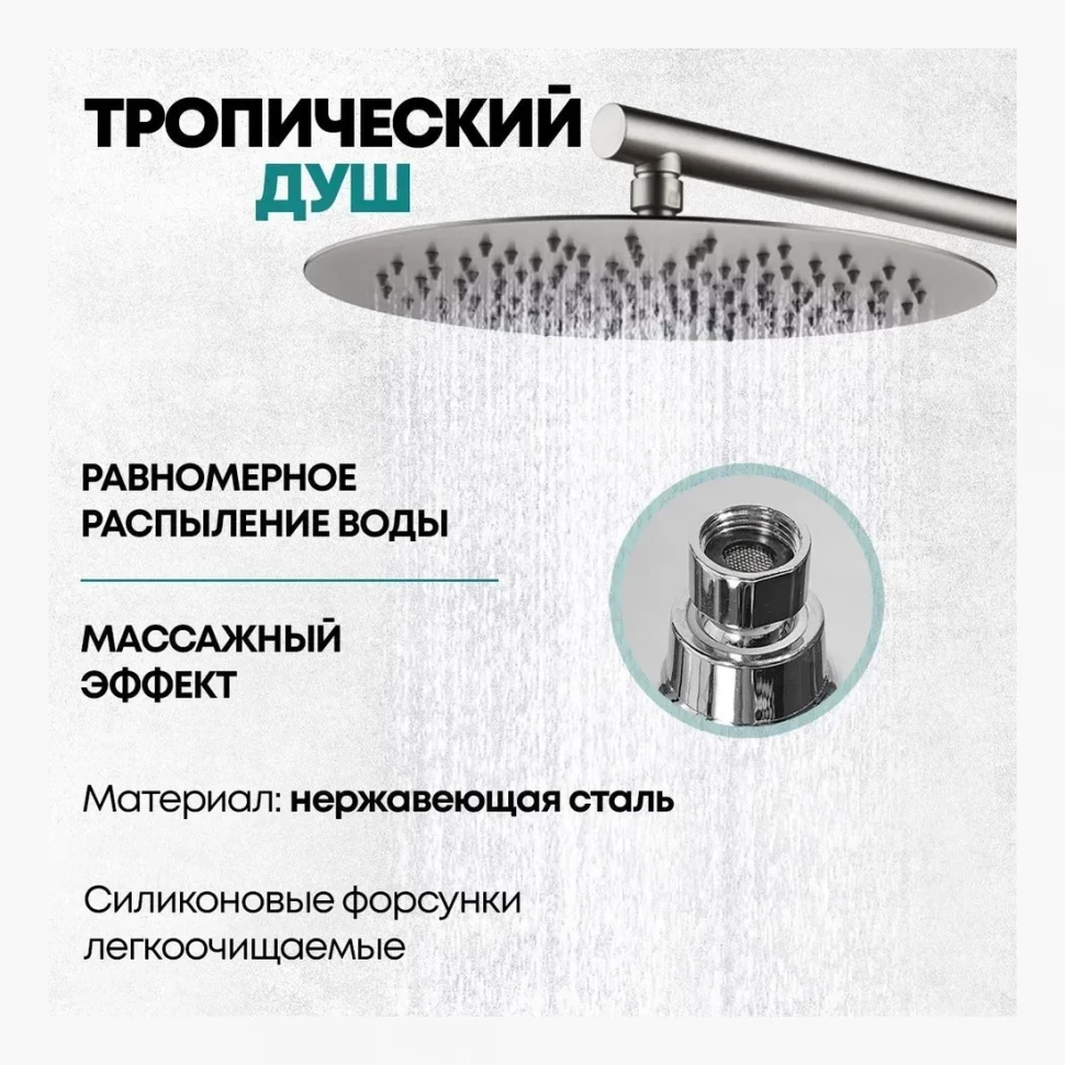 Душевая система скрытого монтажа Grocenberg GB5099NK-3, никель