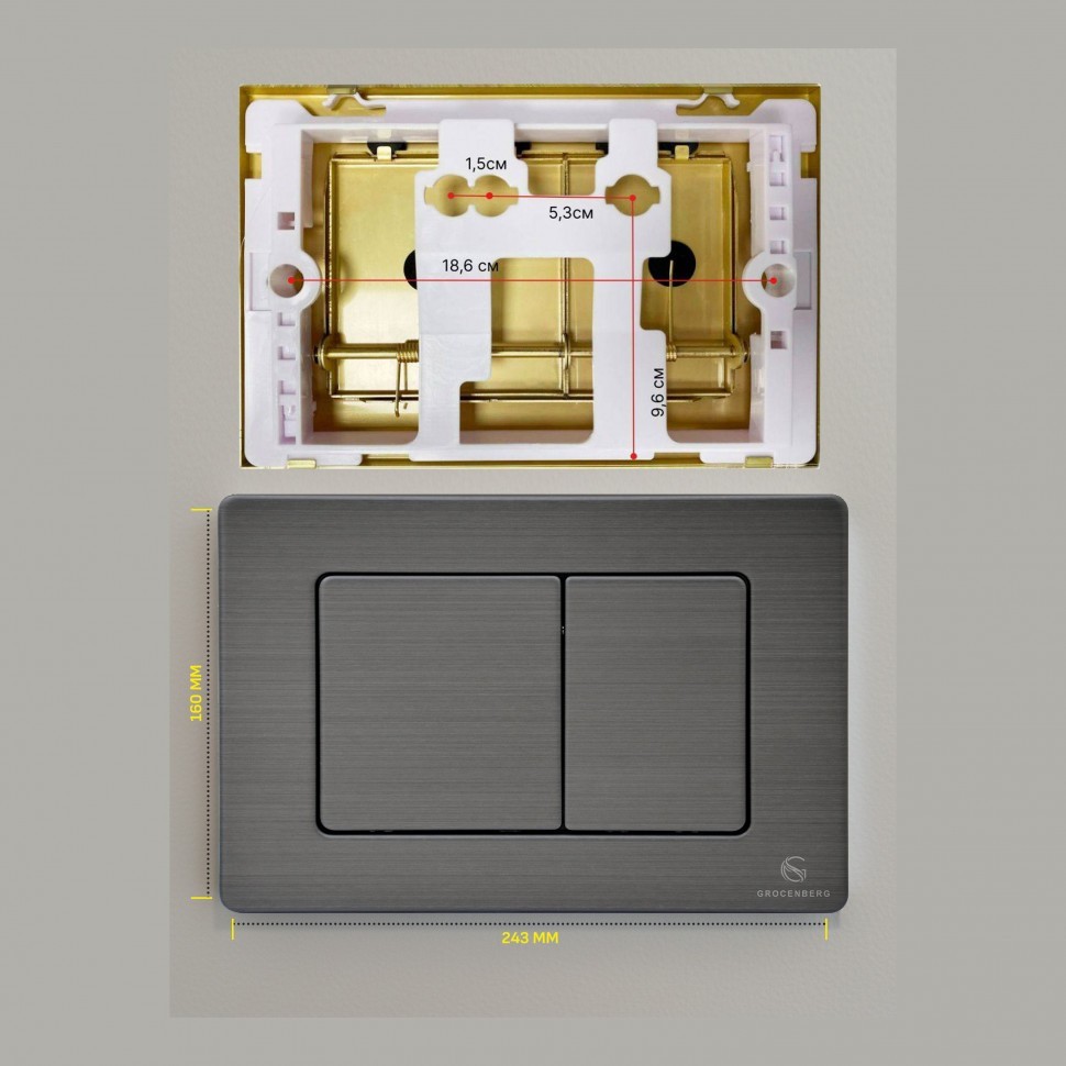 Инсталляция для унитаза с кнопкой для смыва Grocenberg GS3050-KM3080BG, графит