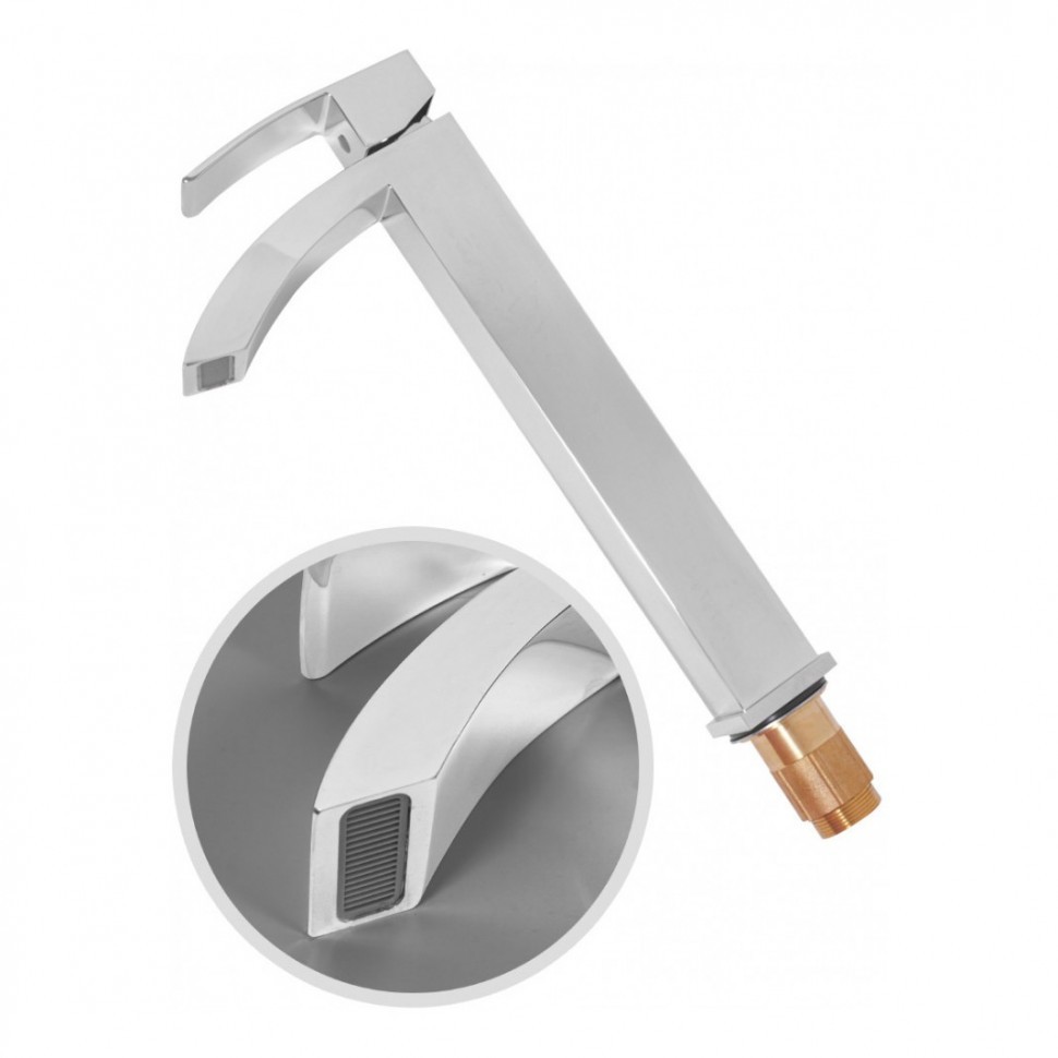 Смеситель для раковины высокий Hansberge H2077, хром