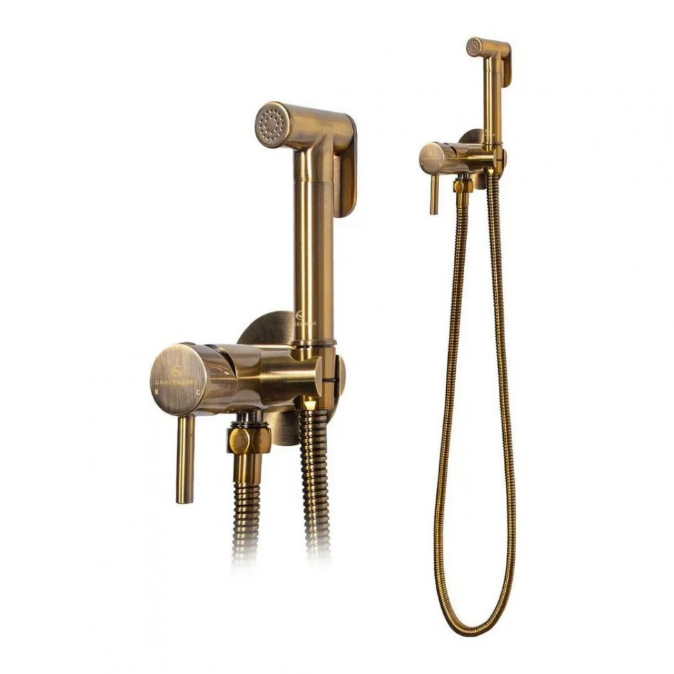 Смеситель встраиваемый с гигиеническим душем Grocenberg GB001, бронза