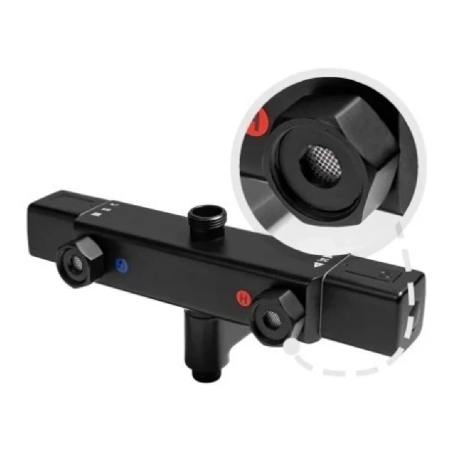 Душевая система с термостатом Grocenberg GB7005, черный матовый