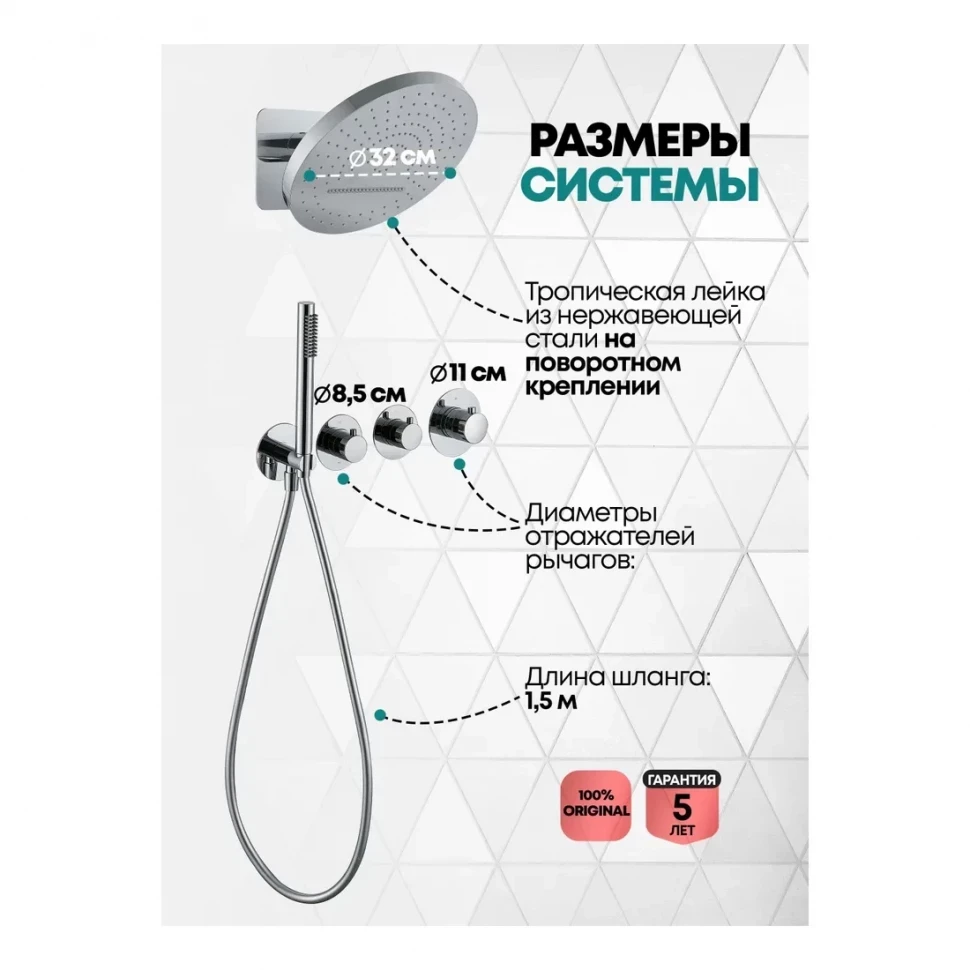 Душевая система скрытого монтажа Grocenberg GB5020, хром