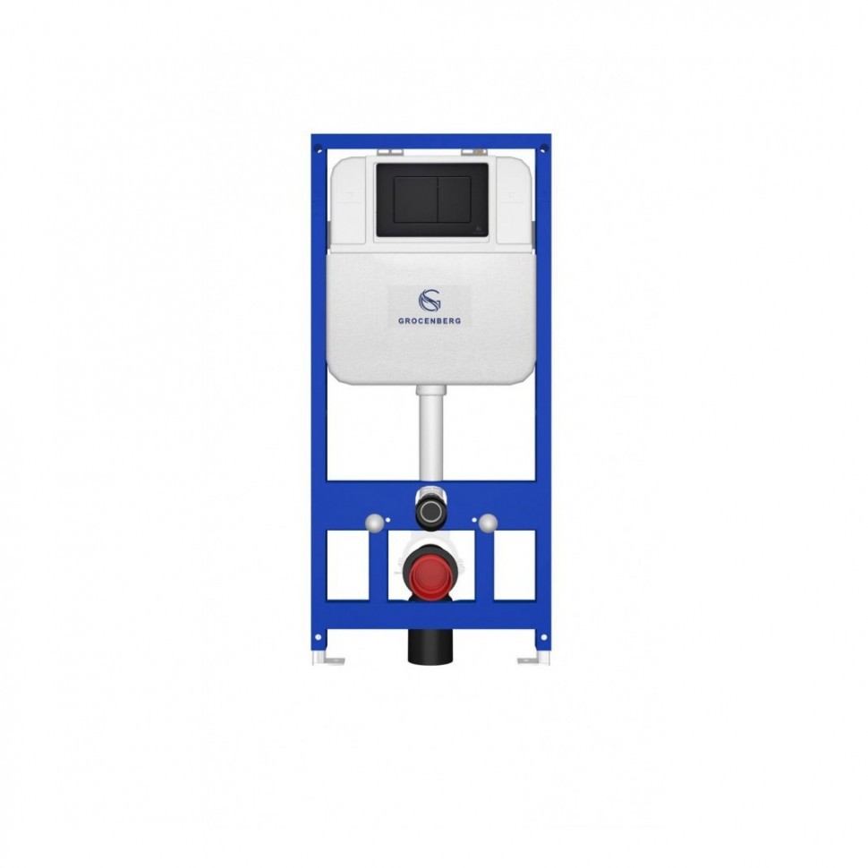 Инсталляция для унитаза с кнопкой для смыва Grocenberg GS3050-KM3080BL, черный матовый