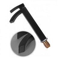 Смеситель для раковины высокий Hansberge H2077, черный хром