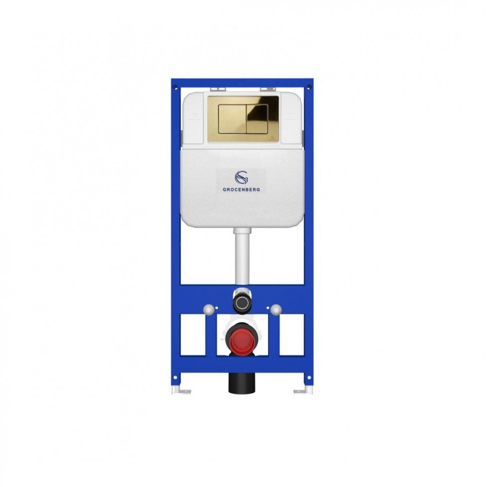 Инсталляция для унитаза с кнопкой для смыва Grocenberg GS3050-KM3080GO, золото глянец