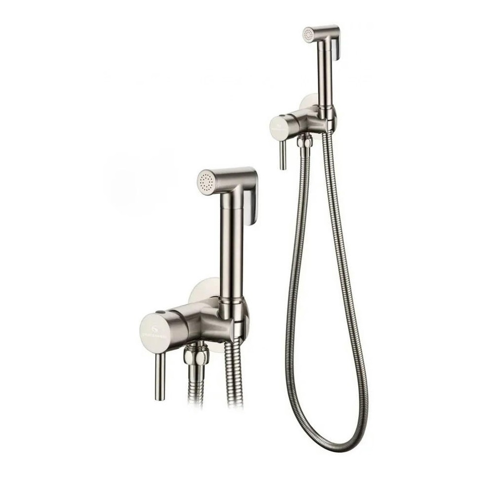 Смеситель встраиваемый с гигиеническим душем Grocenberg GB001, никель