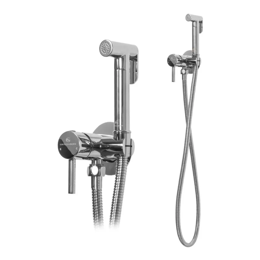 Смеситель встраиваемый с гигиеническим душем Grocenberg GB001, хром