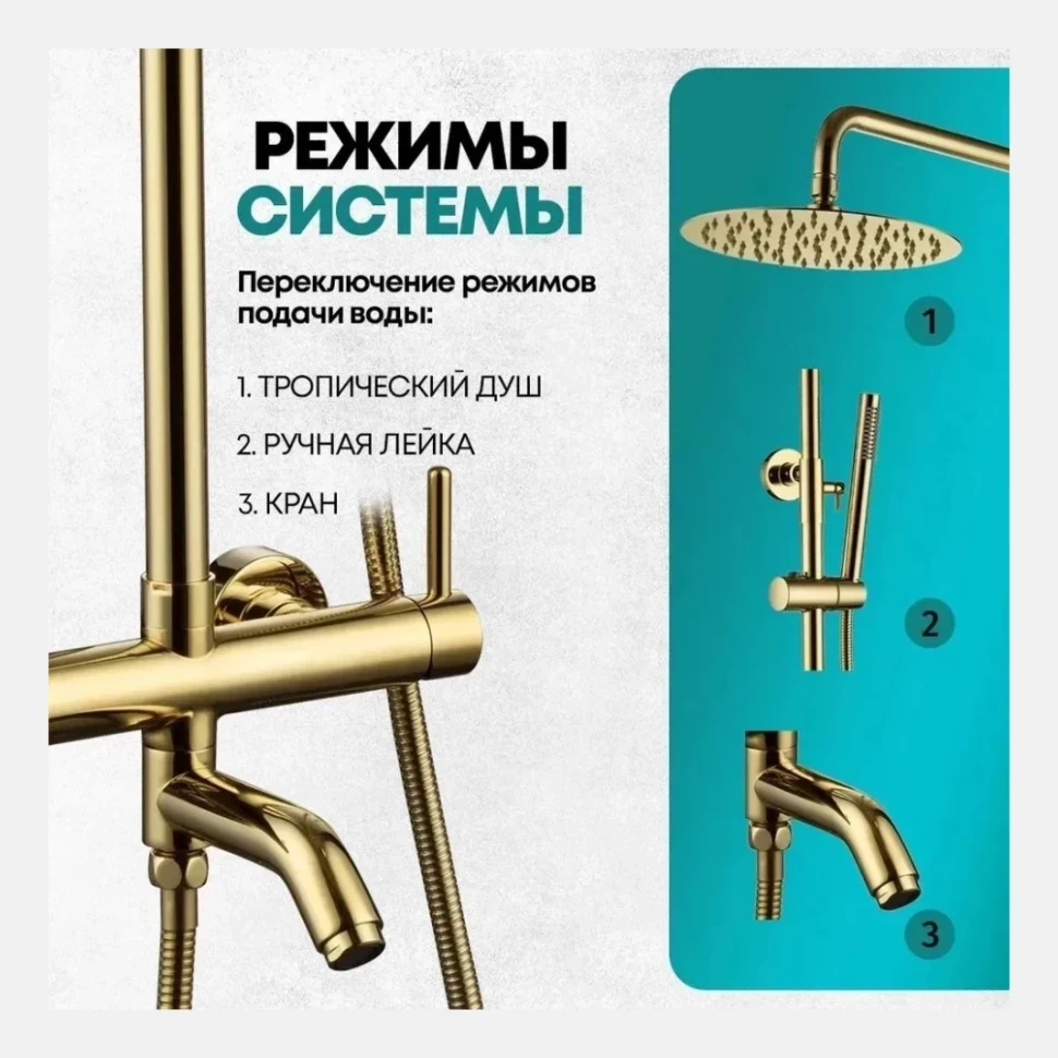 Душевая система Grocenberg GB7099, золото глянец