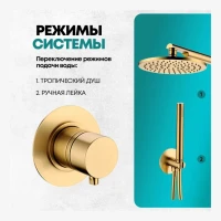 Душевая система скрытого монтажа Grocenberg GB5090, матовое золото