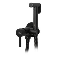 Смеситель встраиваемый с гигиеническим душем Grocenberg GB001, черный матовый